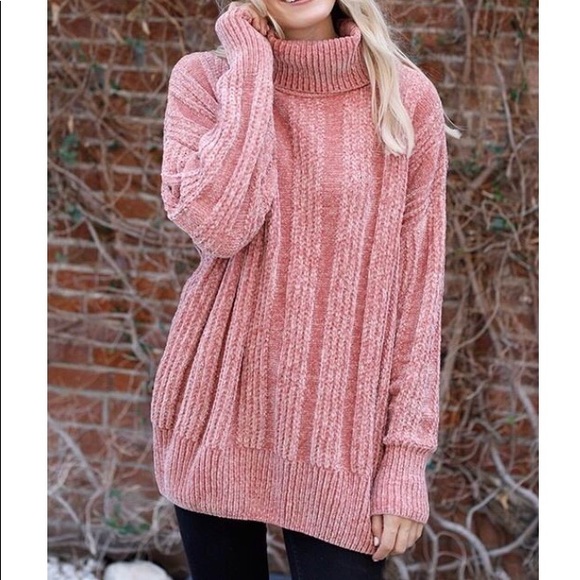 🆕 LAST ONE!!! Ash Rose Chenille Cowl Neck Sweater - Picture 2 of 6